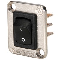 Switchcraft EHRRSL Curved Rocker Switch I/O DPDT Black/Nickel with 4-40 screws