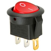 SPST Round Rocker Switch with Red Illumination 13A 125VAC