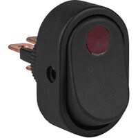 SPST Automotive Illuminated Rocker Switch w/Red Large Dot 12V