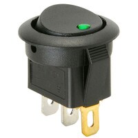 Parts Express SPST Automotive Round Rocker Switch with Green LED 12V