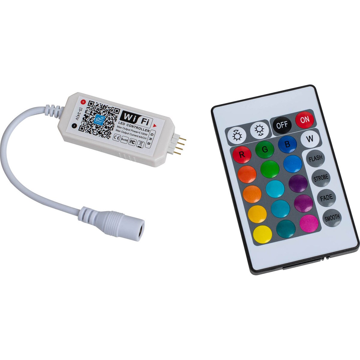 Wi-Fi RGB LED Light Strip Controller with 24 IR Remote Works Alexa & Google Home