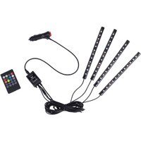 Car Interior Wireless Sound Atmosphere RGB 4x12 LED Light Strips with Music Controller &amp; IR Remote