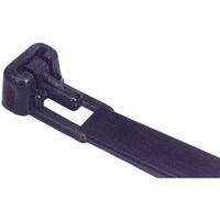 Cable Wire Zip Tie 7-1/2&quot; 50 lb Tensile Black Releasable 100 Pcs. Made in USA