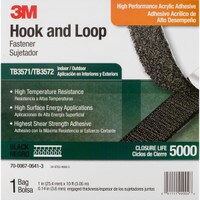 3M TB3571/TB3572 Hook and Loop 1&quot; x 10 ft. Black