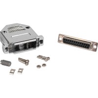 DB25 Female Solder Type Connector with Metalized Plastic Hood and Gold Plated Pins Kit
