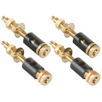 Parts Express Binding Post Banana Jack with 1&quot; Thread 2 Pair Black Gold