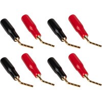 Gold Speaker Wire Pins Angled 45 Degrees Black and Red for 18 to 12 AWG Wire 4-Pair