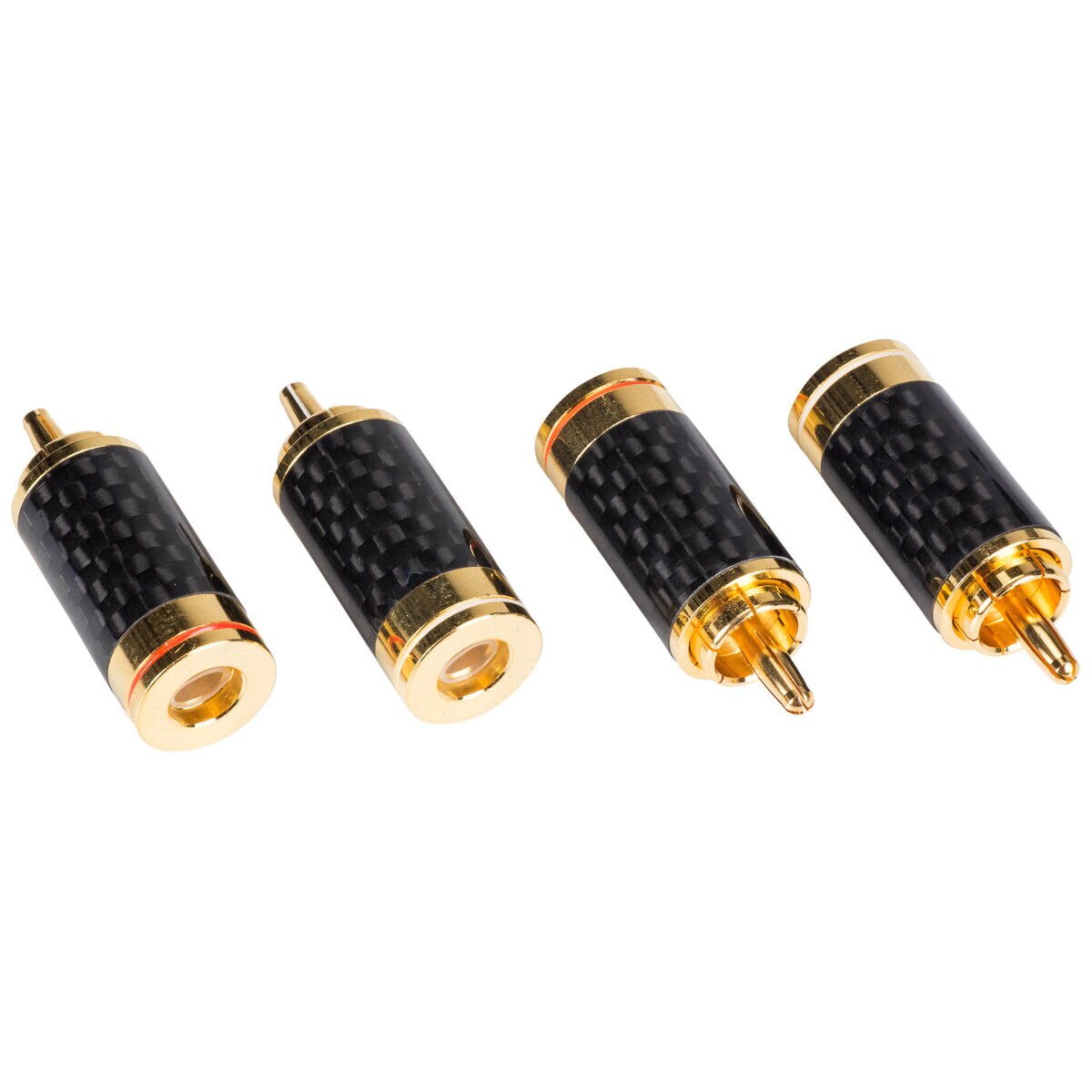 RCA Connector with Carbon Fiber and Brass Shell 2 pair