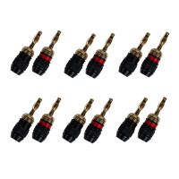 6-Pairs 24K Gold Plated Banana Plug Solderless Compression Style with Non-conductive Shell