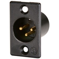 Neutrik NC3MP-B Panel Mount Male XLR Connector Black Gold Contacts