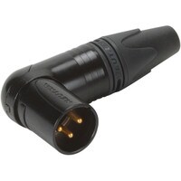 Neutrik NC3MRX-B XLR Connector 90 Degree Right Angle Male Black Gold Contacts