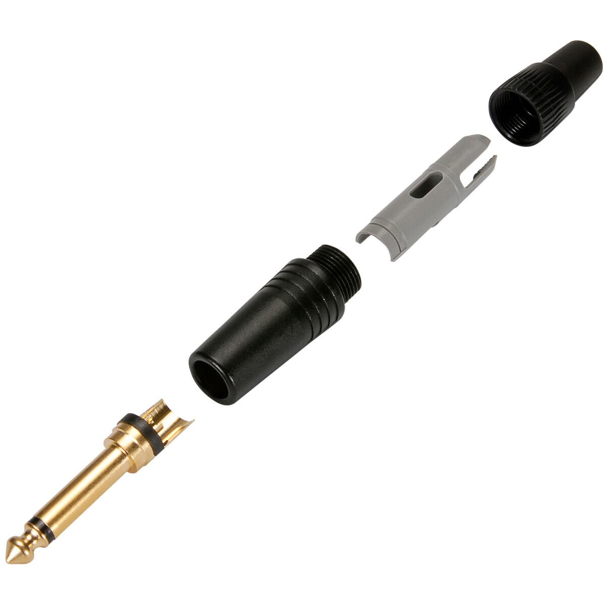 Neutrik NP2C-BAG 1/4-Inch Phone Plug – 2-Conductor, Black Metal, Professional Audio Connector
