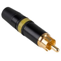 Rean NYS373-4 RCA Plug Connector Black with Yellow Indicator