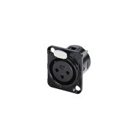 Rean RC3FDL-B 3 Pole XLR Female Chassis Connector Black/Gold