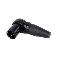 Rean RC3MR-B 3 Pole XLR Male Right-Angle Cable Connector Black/Gold