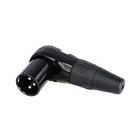 Rean RC3MR-BAG 3 Pole XLR Male Right-Angle Cable Connector Black Silver