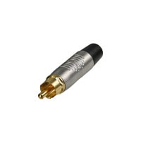 Rean RF2C-AU-0 RCA Phono Plug with Gold Plated Contacts Nickel Shell Black Boot