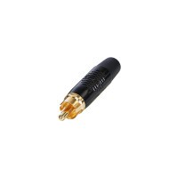 Rean RF2C-B-0 RCA Plug with Gold Plated Contacts Black Shell Black Boot