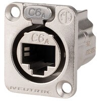 Neutrik NE8FDX-P6 etherCON RJ45 Cat 6a Shielded Feed-Thru Connector - Nickel