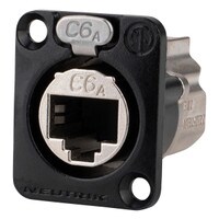 Neutrik NE8FDX-P6-B etherCON RJ45 Cat 6a Shielded Feed-Thru Connector - Black