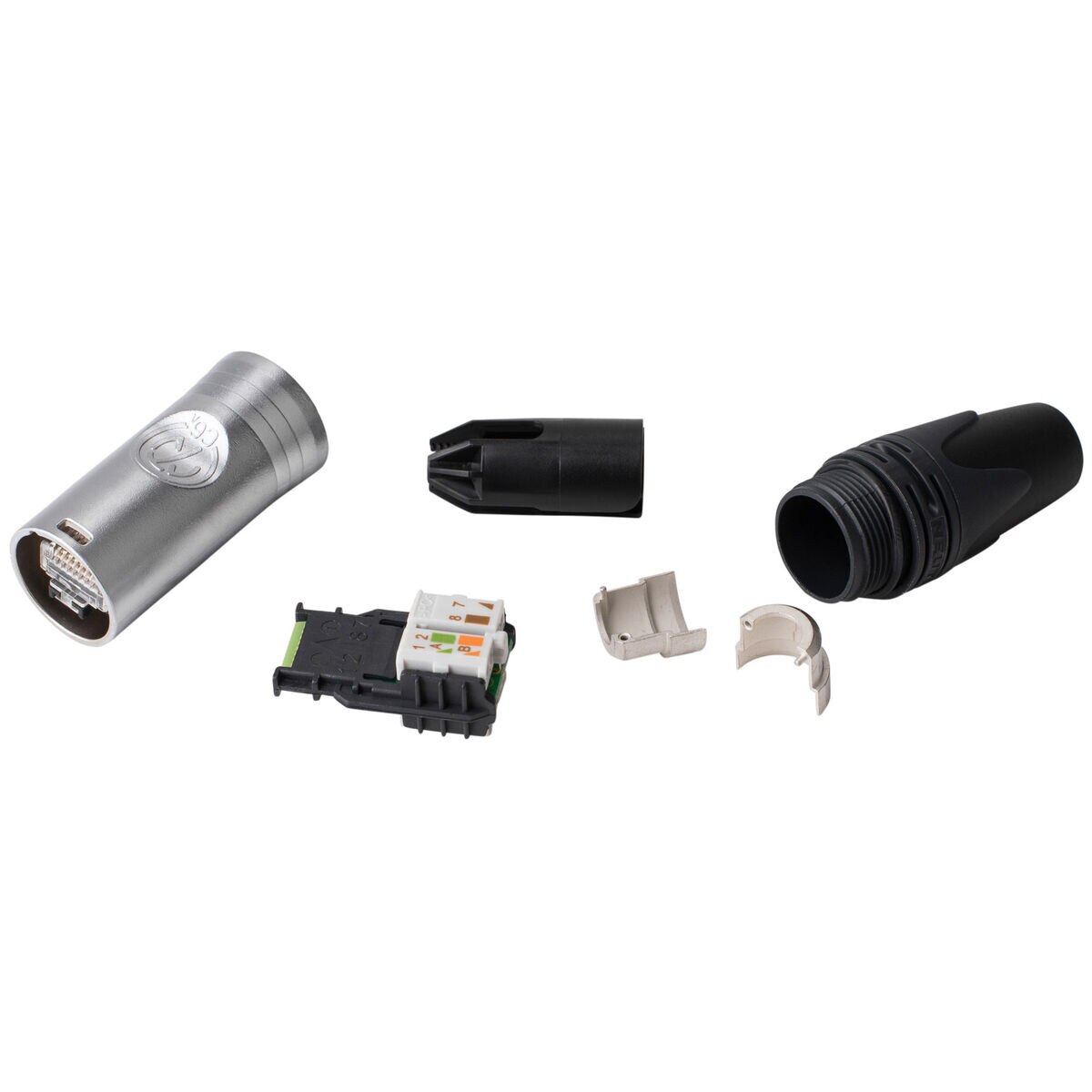 Connecteur EtherCon Neutrik NE8MX6-T - RJ45 Mâle Droit Argenté, Pour Connexions Audio/pro Solides