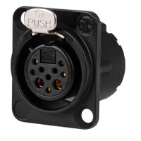 Neutrik NC10FD-LX-B Female 10-Pin XLR Panel Mount Connector D Series Black/Gold