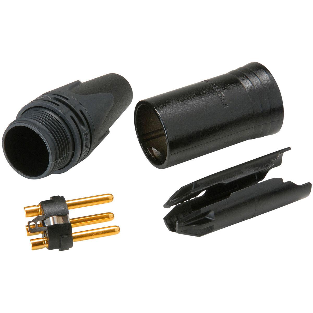 Connecteur XLR Mâle 3 Points Neutrik NC3MX-BAG - Boîtier Métal Noir - Contacts Argentés - Professionnel Audio