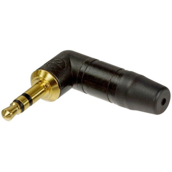 sobrino Decrépito salida Neutrik NTP3RC-B Plug 3.5mm Right Angle Black/Gold