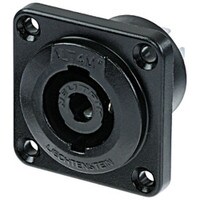 Neutrik NLT4MP-BAG speakON STX 4 Pole Male Chassis Connector Black-Chrome Metal Housing