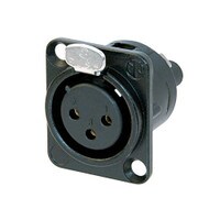 Neutrik NC3FD-S-1-B 3 Pin Female XLR Panel/Chassis Mount Connector Screw Terminal Black/Gold AWG 26-20