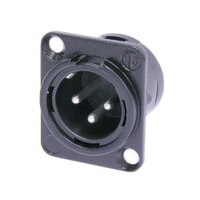 Neutrik NC3MD-L-BAG-1 XLR 3 Pin Male Panel/Chassis Mount Connector Black/Silver