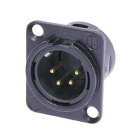 Neutrik NC4MD-L-B-1 4 Pin XLR Male Panel/Chassis Mount Connector Black/Gold