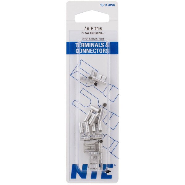 1/4" (1614) Noninsulated Female Disconnect Crimp Flag Terminal 10 Pcs.