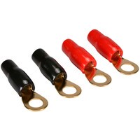 Gold Ring Crimp Terminal 4 AWG 3/8&quot; 2 Pair