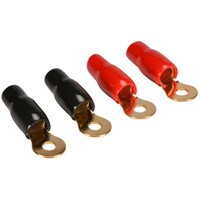 Gold Ring Crimp Terminal 4 AWG 1/4&quot; 2 Pair