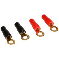 Gold Ring Crimp Terminal 8 AWG 1/4&quot; 2 Pair