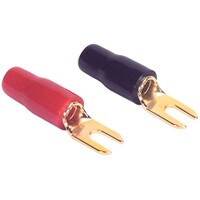 Gold Spade Lug Crimp Terminal 8 AWG #6 2 Pair