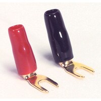Gold Spade Lug Crimp Terminal Right Angle 10 AWG #8 2 Pair