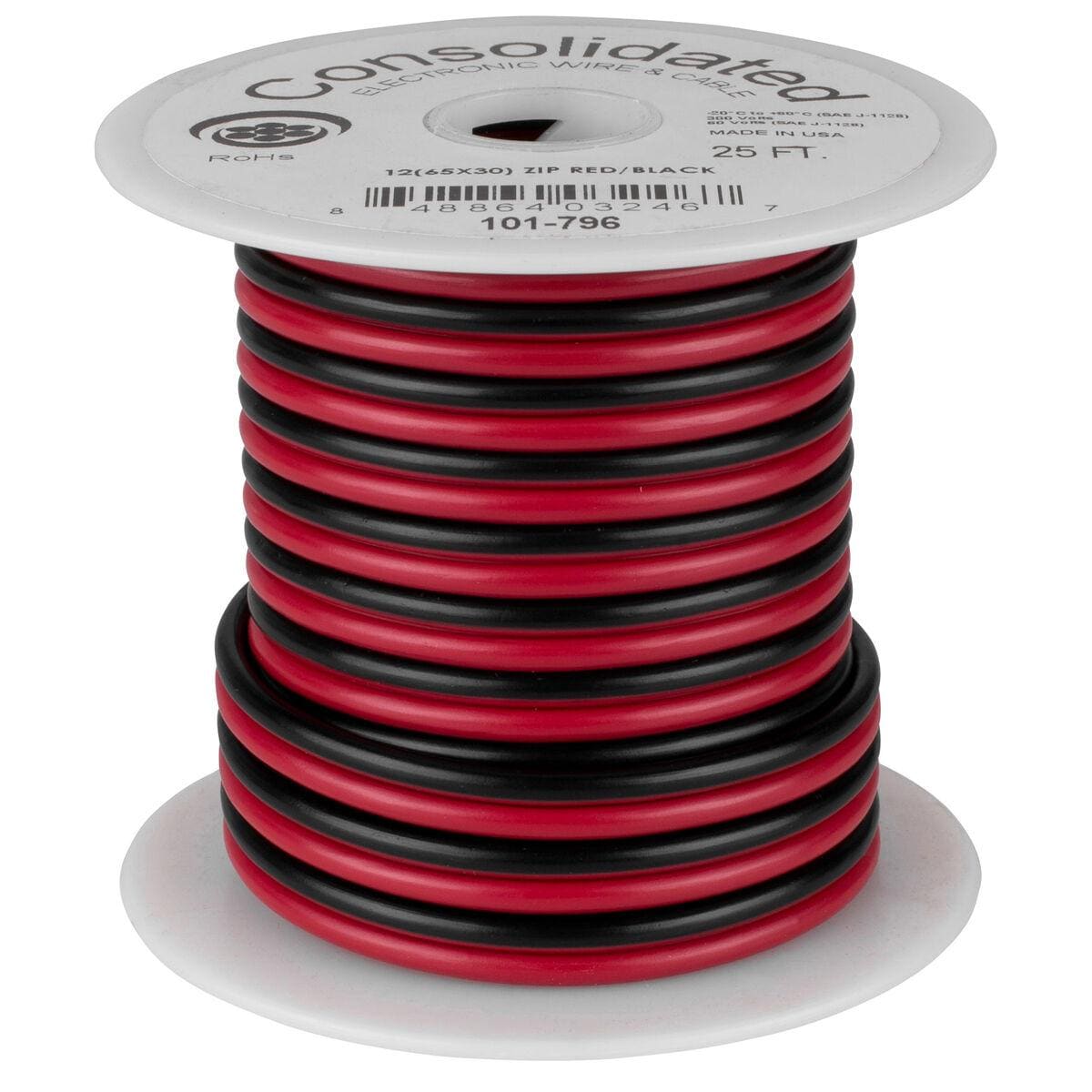 Consolidated 12 AWG 2-Conductor Power Speaker Wire 25 ft. (Red/Black)