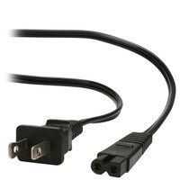 AC Power Cord NEMA 1-15P to IEC-60320-C7P 18 AWG 2C 7A SPT-2 125V Black 6 ft.