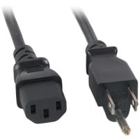 AC Power Cord NEMA 5-15P to IEC-60320-C13 18 AWG 3C 10A SJT 125V Black 15 ft.