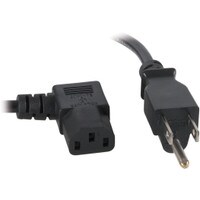 AC Power Cord NEMA 5-15P to Right Angle IEC-60320-C13 18 AWG 3C 10A SVT 125V Black 6 ft.