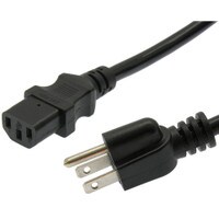 AC Power Cord NEMA 5-15P to IEC-60320-C13 16 AWG 3C 13A SJT 250V Black 25 ft.