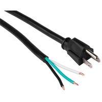 AC Power Cord NEMA 5-15P to Unterminated 14 AWG 3C SJT 300V Black 6 ft.