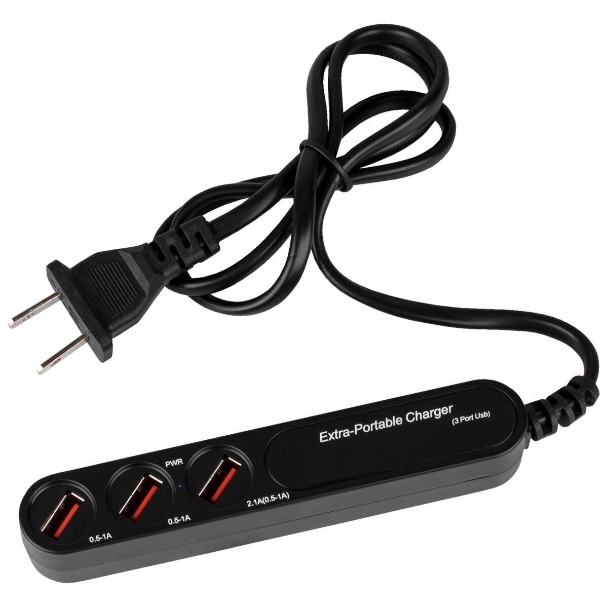 Portable USB Charging Station 3 Ports 4 Amps Black