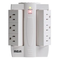 RCA PSWTS6 6-Outlet Wall Tap Surge Protector White