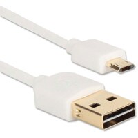 QVS Premium Reversible USB to Reversible Micro-USB Sync &amp; Fast Charger Cable 6 ft. - White