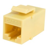 Cat 5e RJ45 Inline Coupler with Keystone Latch - Yellow
