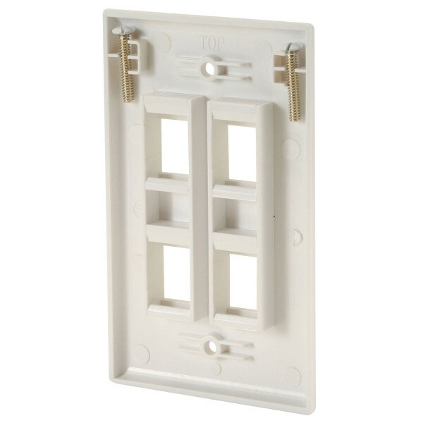 Audtek Keystone Wall Plate Single Gang 4Port White