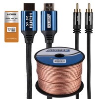 High Quality 5.1 Home Theater Speaker Wiring Kit with 10 ft. Premium Certified HDMI 2.0 Cable